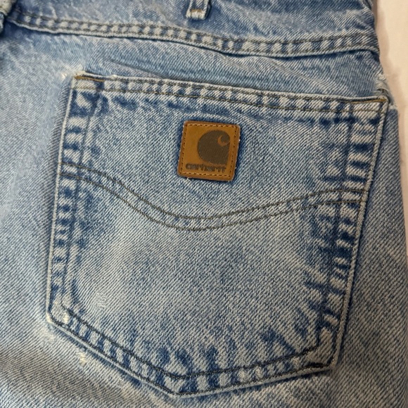 CARHARTT MEN’S SLIM FIT TAPERED LEGS LIGHT WASHED DISTRESSED JEANS - Picture 7 of 10